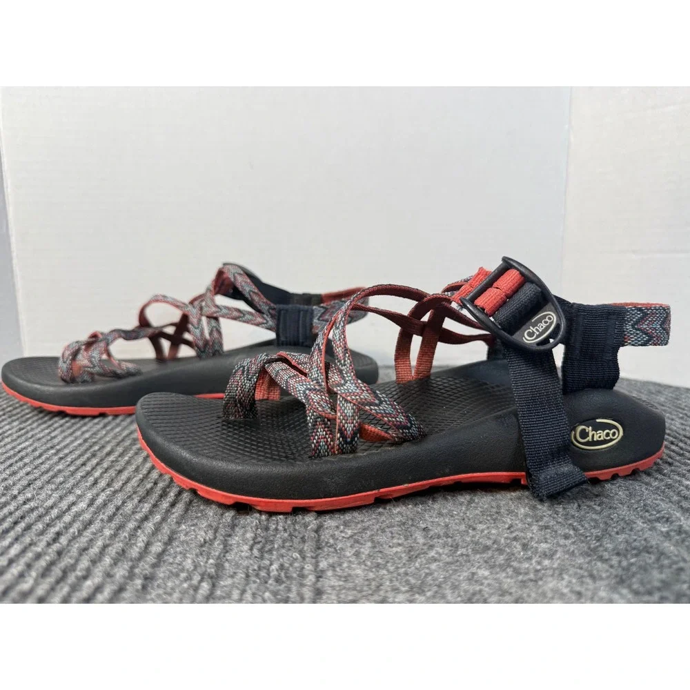 Chaco Z Cloud 2 Sandals Womens 8 Blue Orange Chevron Strappy Toe Loop Hiking